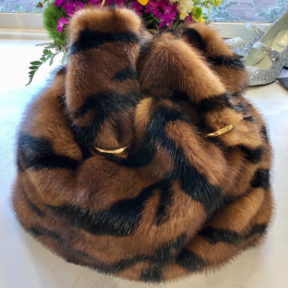Simonetta Ravizza Mink Fur Animal Print Bag